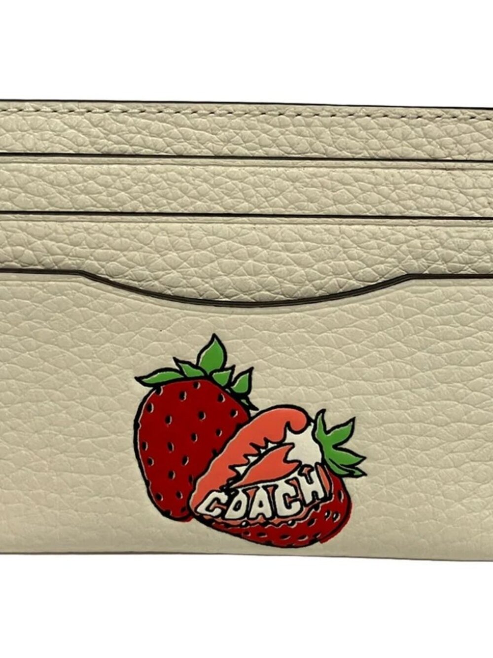 COACH Strawberry Graphic Slim ID Card Case CAR33 Chalk Multi Leather Card Case